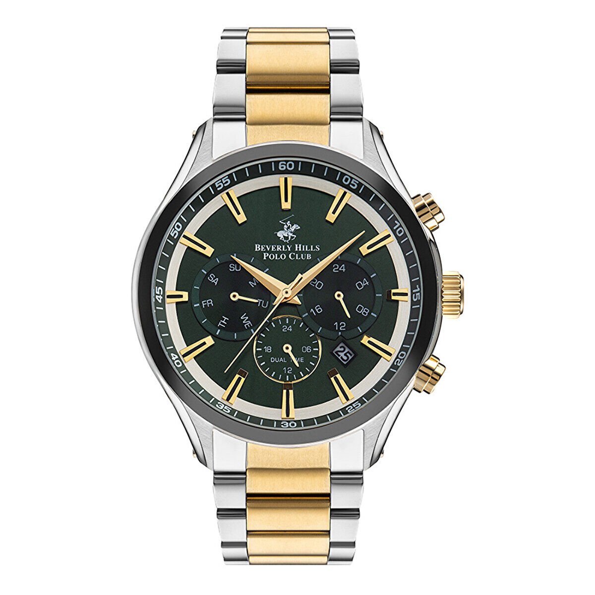 Beverly Hills Polo Club BP3113X.270 Erkek Kol Saati – Yeşil Kadran, Çelik Kordon
