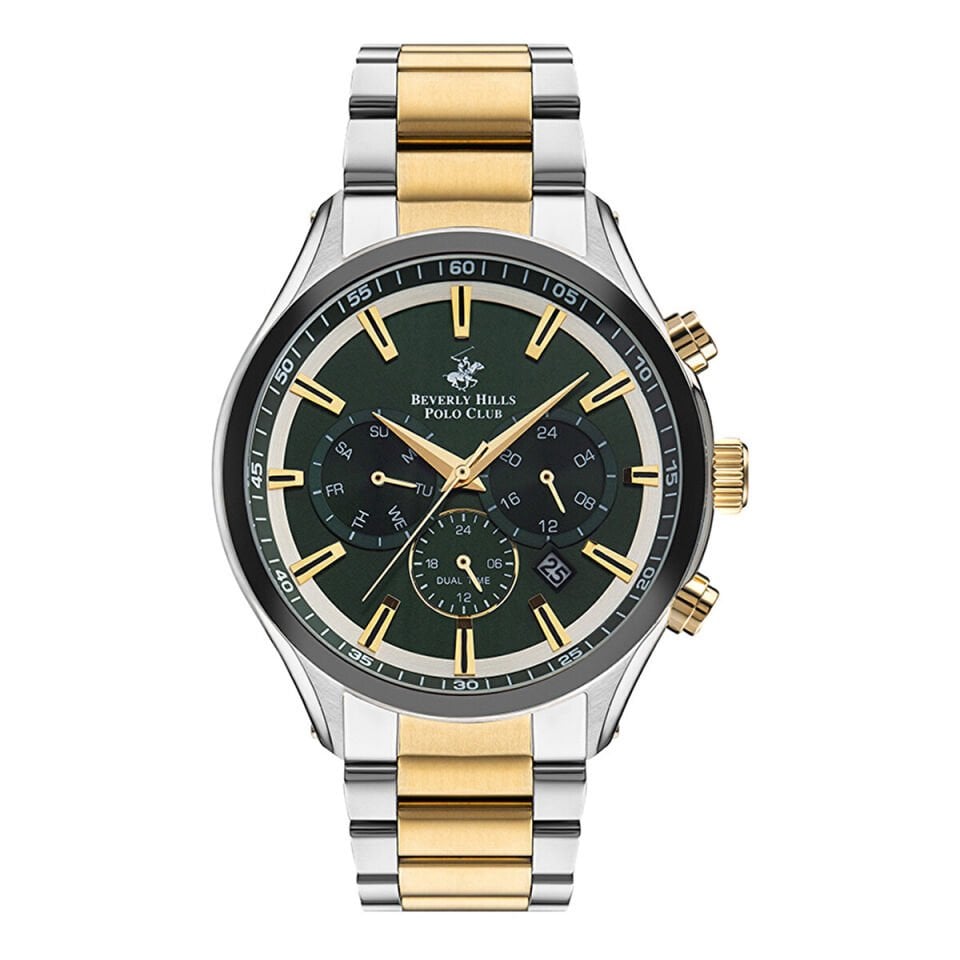 Beverly Hills Polo Club BP3113X.270 Erkek Kol Saati – Yeşil Kadran, Çelik Kordon