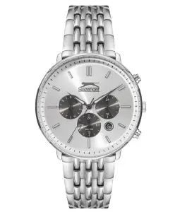 Slazenger SL.09.1830.2.04 Erkek Kol Saati – Gümüş Çelik Kasa, Takvim & Dual Time Fonksiyonlu Quartz Saat