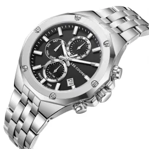 Lee Cooper LC08104.350 Erkek Kol Saati | Siyah Kadran, Takvimli, Metal Kasa & Bilezik