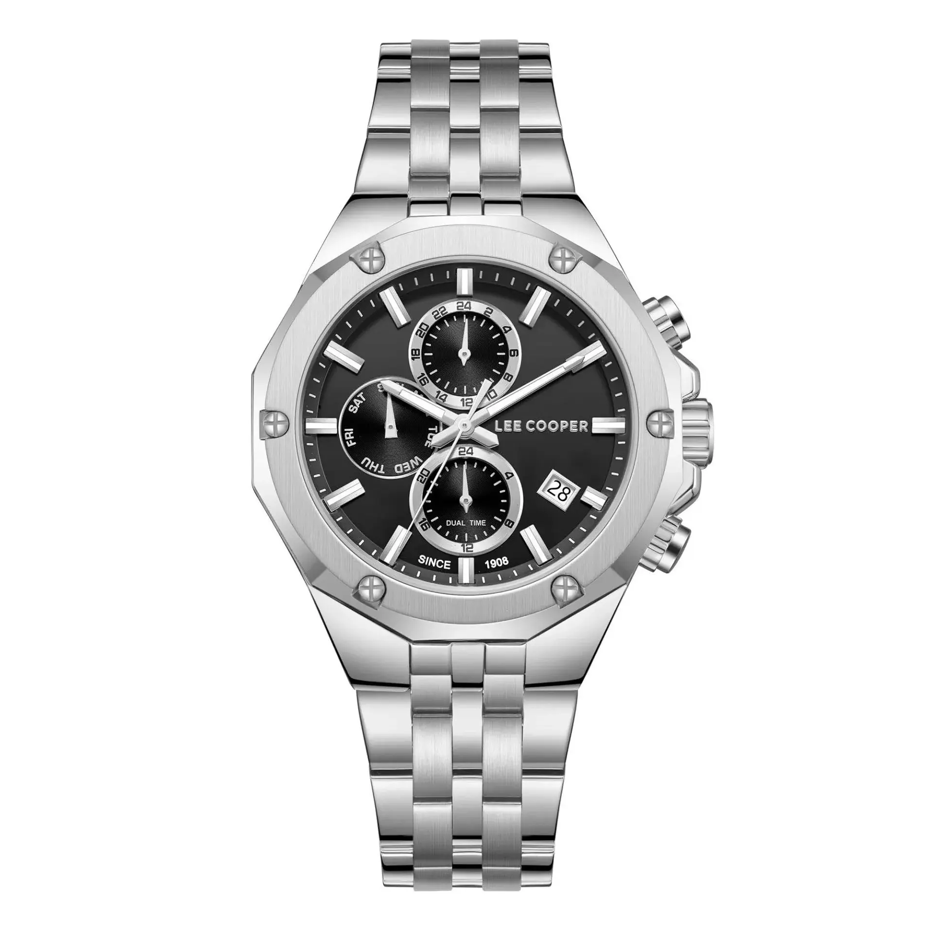 Lee Cooper LC08104.350 Erkek Kol Saati | Siyah Kadran, Takvimli, Metal Kasa & Bilezik