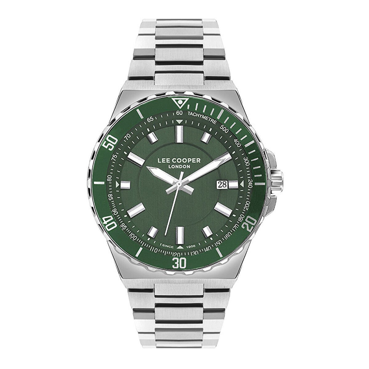 Lee Cooper LC07622.370 Kol Saati | 45 mm Yeşil Kadran, Çelik Kasa ve Kordon
