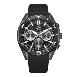 Beverly Hills Polo Club BP3730X.051 Erkek Kol Saati – 42.5 mm, Siyah Silikon & Çelik