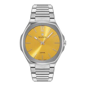 Wainer WA.10122‑E erkek kol saati | Sarı kadranlı, Çelik kasa ,42 mm