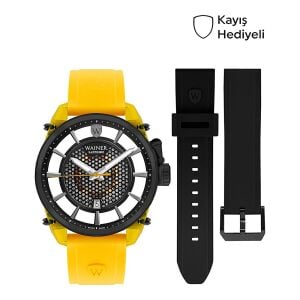 Wainer WA.11200-E Erkek Kol Saati – Siyah & Sarı Silikon, Safir Cam, 5 ATM