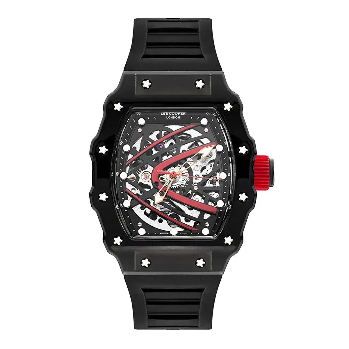 Lee Cooper LC07980.651 Erkek Kol Saati | 45 mm Siyah İskelet Kadran, Otomatik Mekanizma, Sportif Tasarım