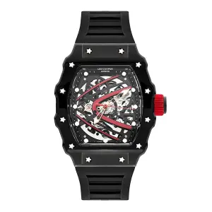 Lee Cooper LC07980.651 Erkek Kol Saati | 45 mm Siyah İskelet Kadran, Otomatik Mekanizma, Sportif Tasarım