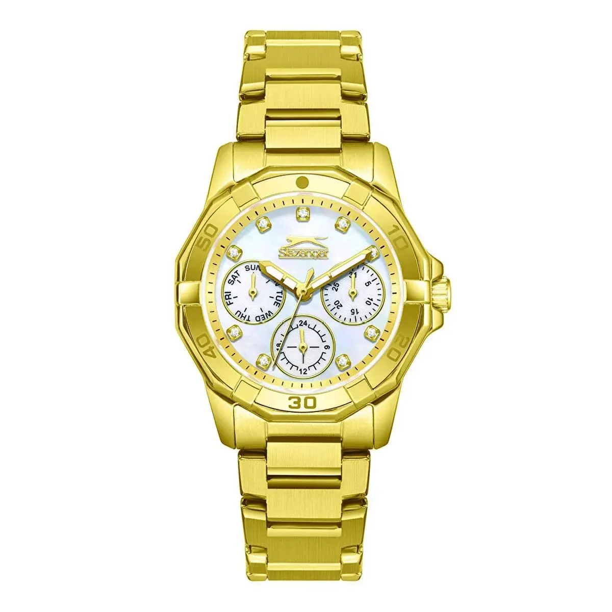 Slazenger SL.09.2406.4.08 Kadın Kol Saati | Işıltılı Taşlı Kadran & Altın Sarısı Spor Şıklık