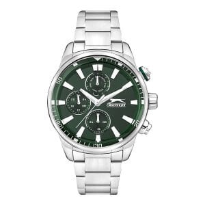 Slazenger Erkek 43 mm, Çelik Kasa ,Çelik Kordon Yeşil Kadran Şık Kol Saati