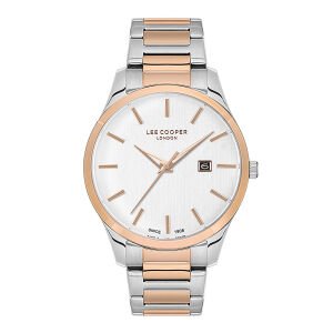 Lee Cooper LC07621.530 Erkek Kol Saati – 44mm Silver-Rose Kasa, Takvimli Şık Tasarım
