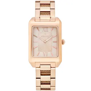 Essence ES6594FE.410 Kadın Kol Saati | 26 mm Rose Gold Kasa, Dikdörtgen Kadran, Modern Çelik Tasarım