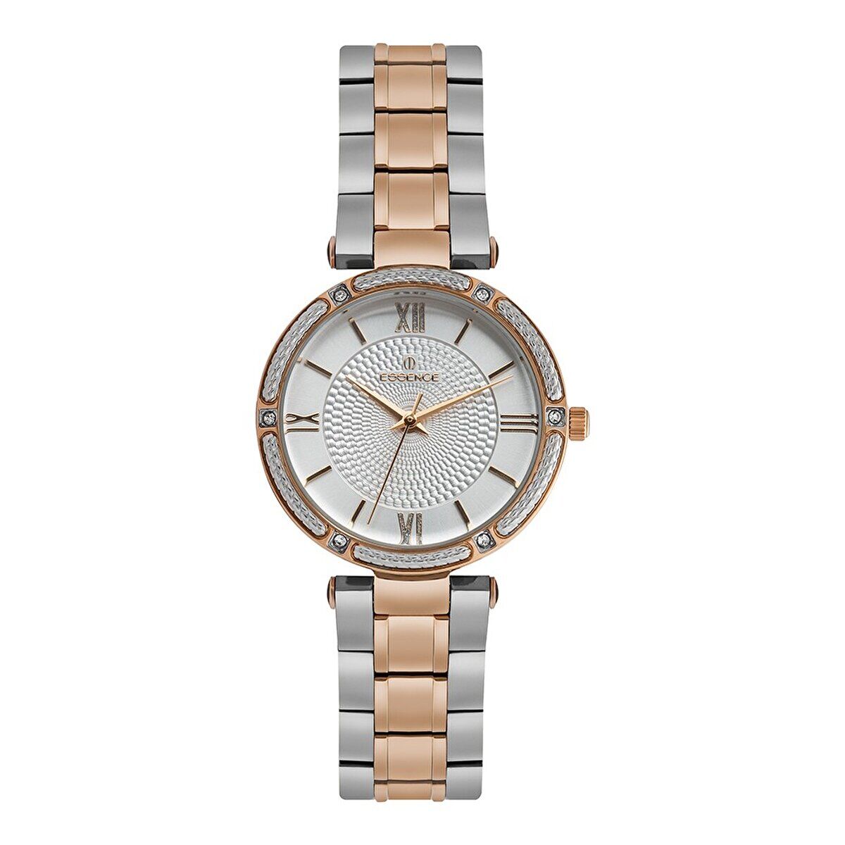 Essence ES6637FE.530 Kadın Kol Saati | 32 mm Çift Renk Kasa, Taşlı Çerçeve, Klasik Şıklık