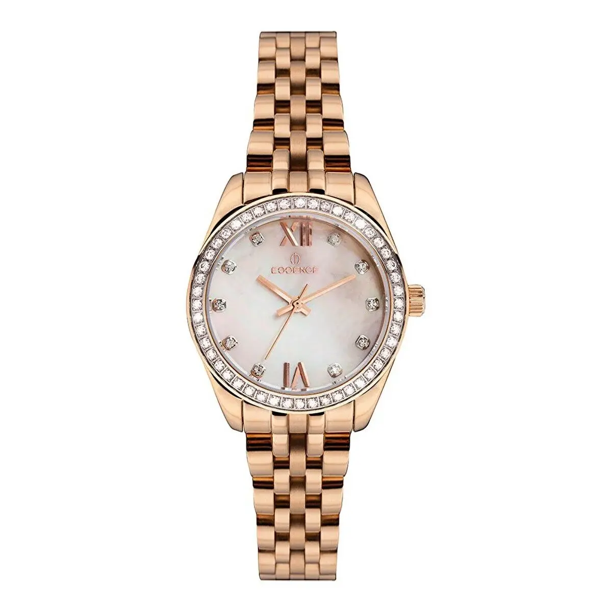 Essence ES6661FE.421 Kadın Kol Saati | 32 mm Rose Gold Kasa, Kristal Taşlı Çerçeve, İnci Beyaz Kadran