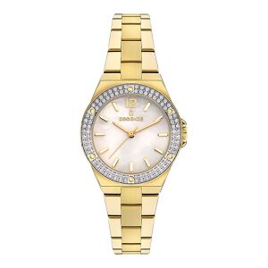 Essence ES6904FE.120 Kadın Kol Saati | 36 mm Gold Çelik Kasa, Taşlı Çerçeve, Sedef Kadran