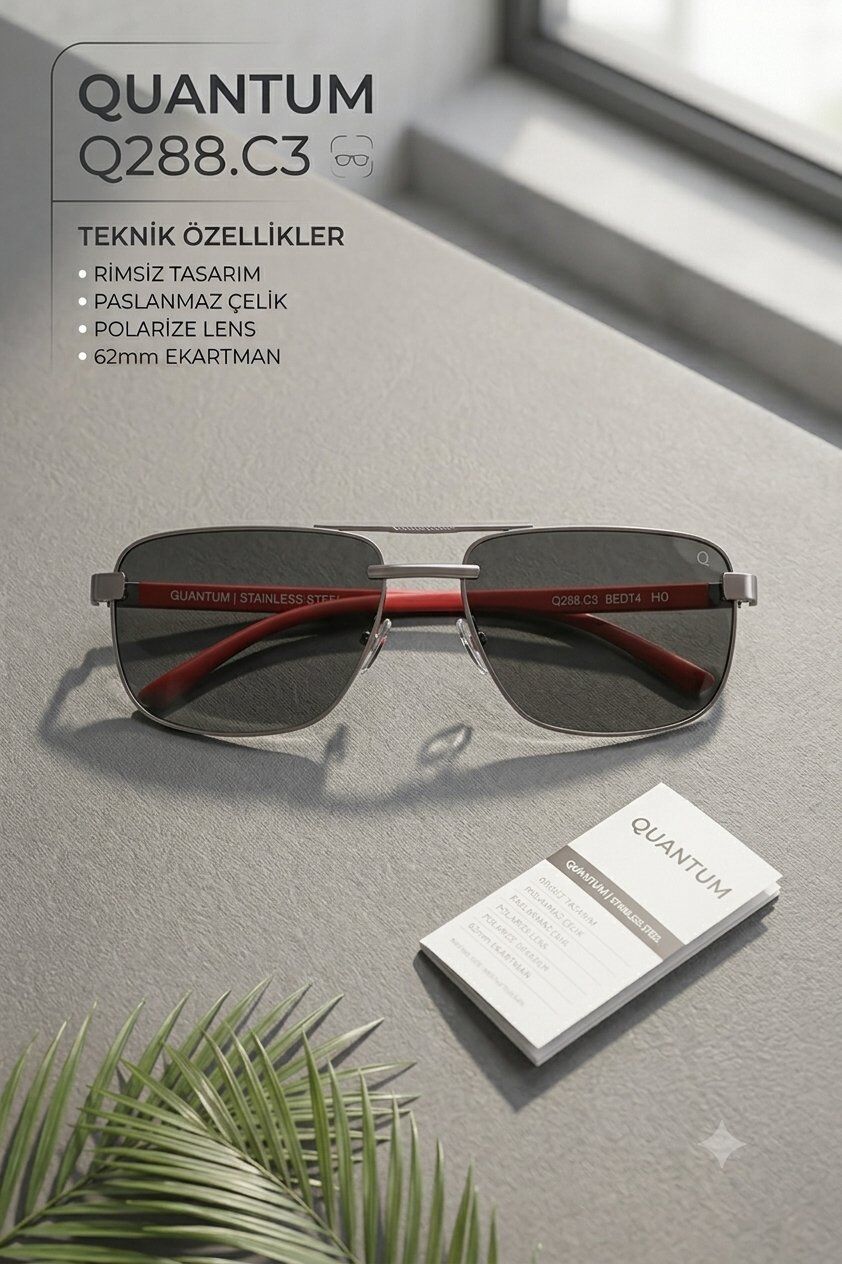 Quantum Erkek Güneş Gözlüğü 58 mm Polarize UV400 Erkek Güneş Gözlüğü